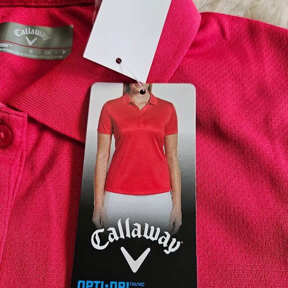 Callaway Women's Swing Tech Opti-Dry Hot Pink Short Sleeve Polo Shirt - Picture 7 of 10